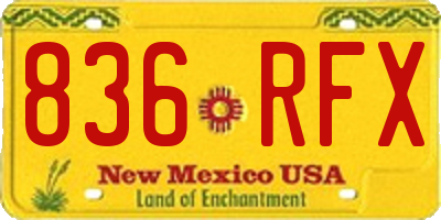 NM license plate 836RFX