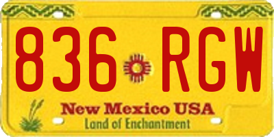 NM license plate 836RGW