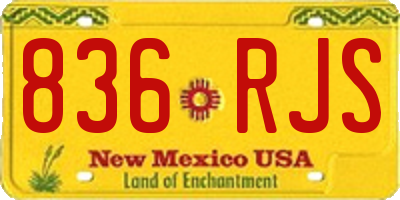 NM license plate 836RJS