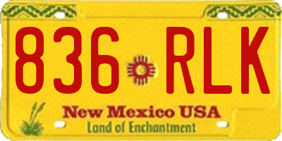 NM license plate 836RLK