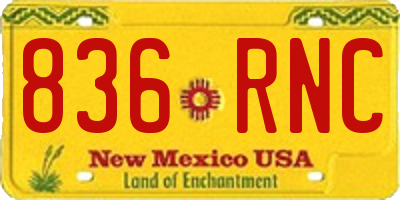 NM license plate 836RNC