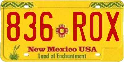 NM license plate 836ROX