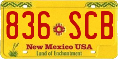 NM license plate 836SCB
