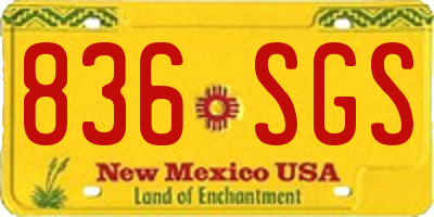 NM license plate 836SGS