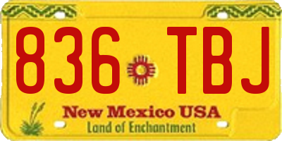 NM license plate 836TBJ