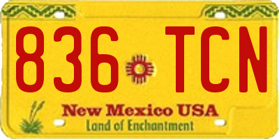 NM license plate 836TCN