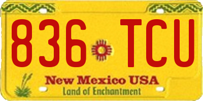 NM license plate 836TCU