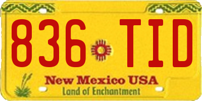 NM license plate 836TID