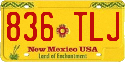 NM license plate 836TLJ