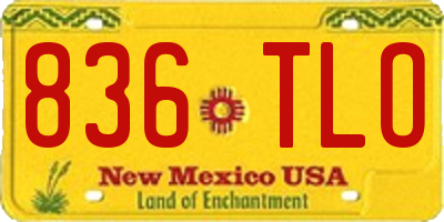 NM license plate 836TLO