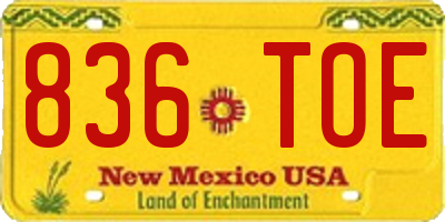 NM license plate 836TOE