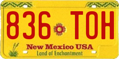 NM license plate 836TOH