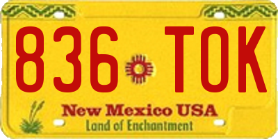 NM license plate 836TOK