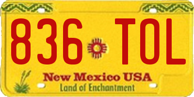 NM license plate 836TOL