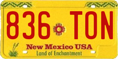 NM license plate 836TON