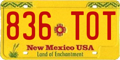 NM license plate 836TOT