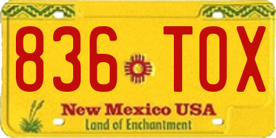 NM license plate 836TOX