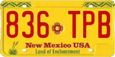 NM license plate 836TPB