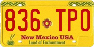 NM license plate 836TPO
