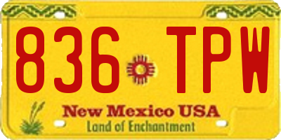 NM license plate 836TPW