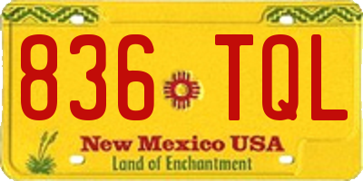 NM license plate 836TQL