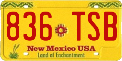 NM license plate 836TSB