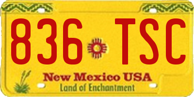 NM license plate 836TSC