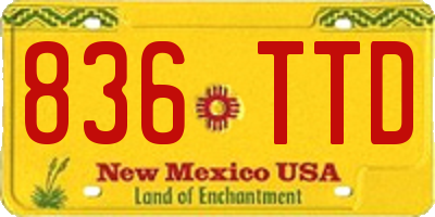 NM license plate 836TTD