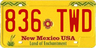 NM license plate 836TWD