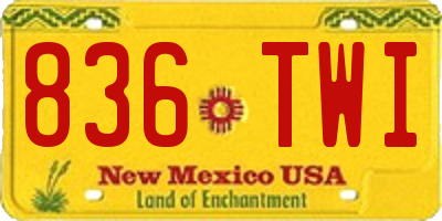 NM license plate 836TWI