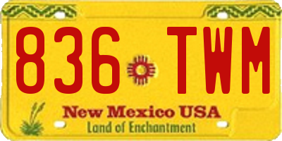 NM license plate 836TWM