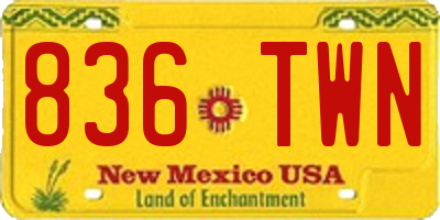 NM license plate 836TWN