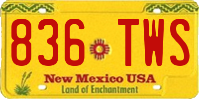 NM license plate 836TWS
