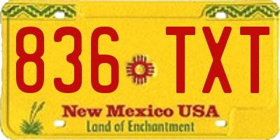 NM license plate 836TXT