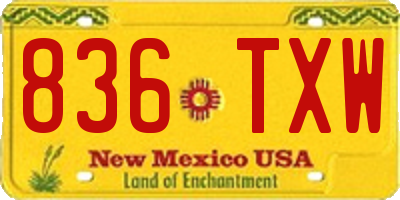 NM license plate 836TXW