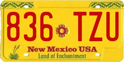 NM license plate 836TZU