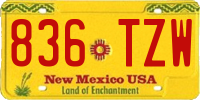 NM license plate 836TZW