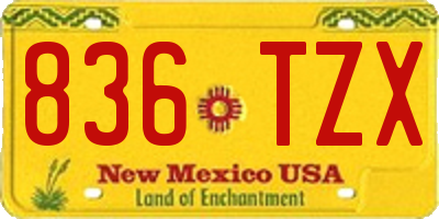 NM license plate 836TZX