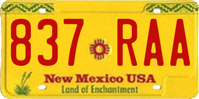 NM license plate 837RAA