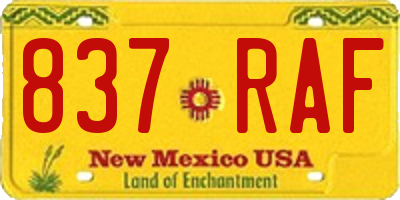 NM license plate 837RAF