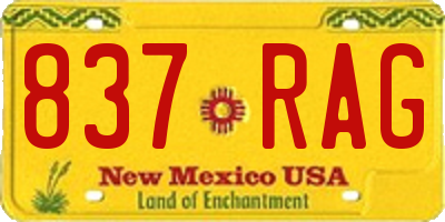 NM license plate 837RAG