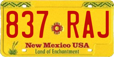 NM license plate 837RAJ