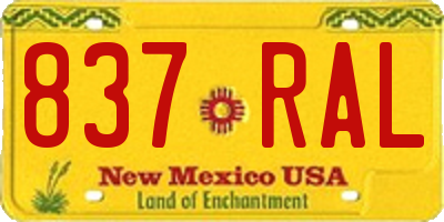 NM license plate 837RAL