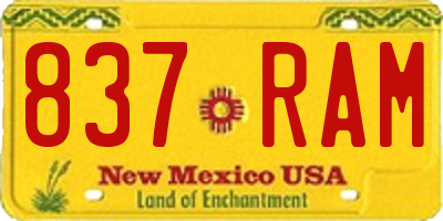 NM license plate 837RAM