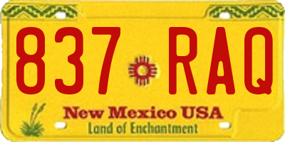 NM license plate 837RAQ