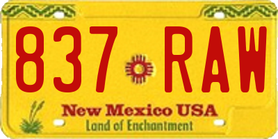 NM license plate 837RAW