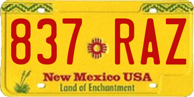 NM license plate 837RAZ