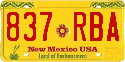 NM license plate 837RBA