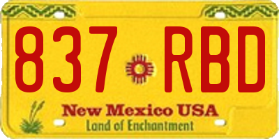 NM license plate 837RBD