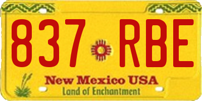 NM license plate 837RBE